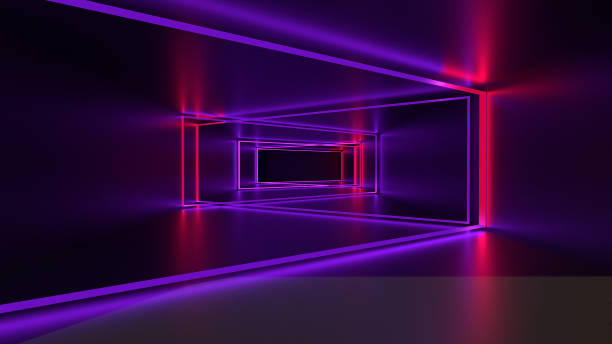 istock 3d rendering, glowing lines, neon lights, abstract psychedelic background, ultraviolet, vibrant colors.Neon Glowing Lights Retro Cyber Triangle Blue Purple Luminous Fluorescent Lights Abstract . 1215286608