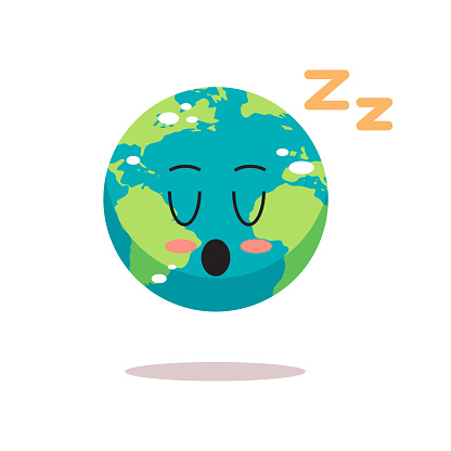 cute earth character sleeping cartoon mascot globe personage save planet world sleep day concept isolated vector illustration