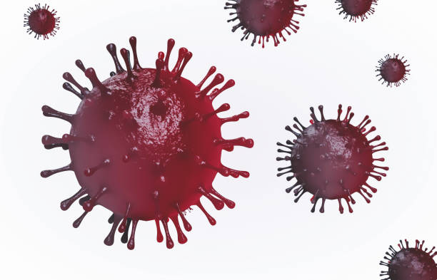 istock Microscope virus close up on white isolated background. China pathogen respiratory Corona Virus 2020. covid-19. 3d render. 1215288341
