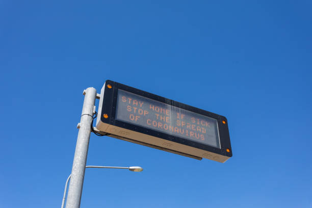 istock Freeway Coronavirus Warning Sign COVID-19 1215288911