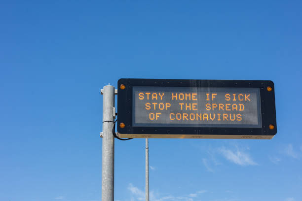 istock Freeway Coronavirus Warning Sign COVID-19 1215288956