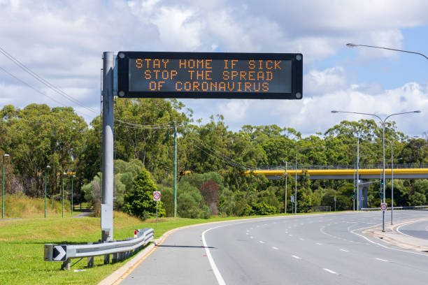 istock Freeway Coronavirus Warning Sign COVID-19 1215289112