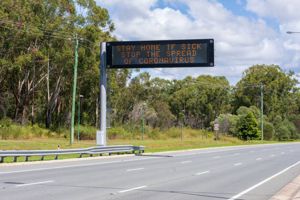 istock Freeway Coronavirus Warning Sign COVID-19 1215289246