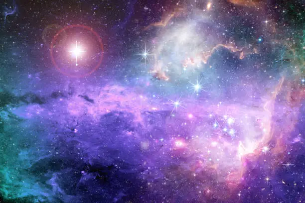 Photo of Magical surreal colorful space background with many stars Elements of this image furnished by NASA