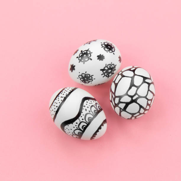 istock Easter eggs are painted black and white, abstraction, are nearby 1215291857