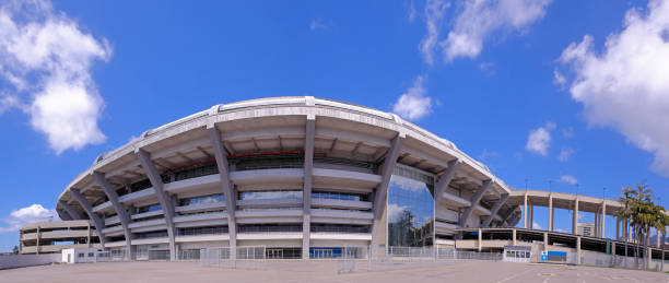 Outside view of the Maracana stadium, Rio de Janeiro, Brazil, South America Rio De Janeiro, Rio, Brazil, Sept 5, 2018: Outside view of the Maracana stadium in Rio de Janeiro, Brazil, South America on Sept 05, 2018 flamengo pictures stock pictures, royalty-free photos & images