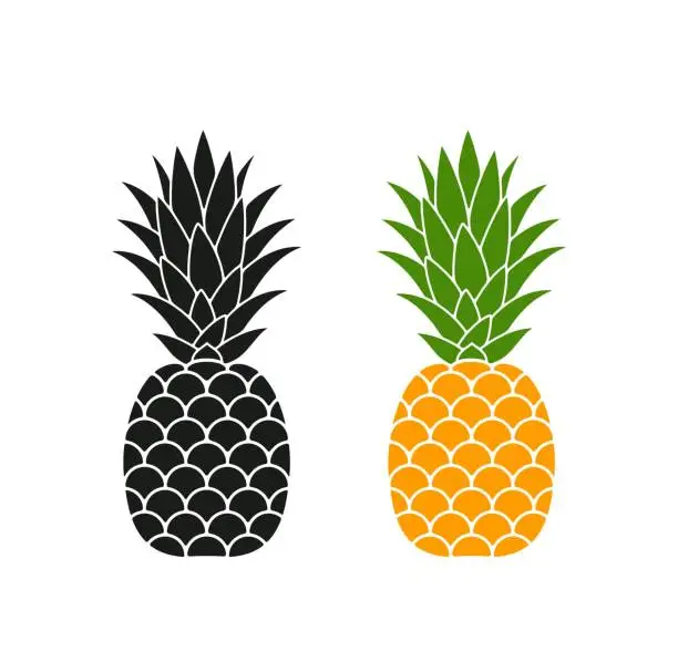 Vector illustration of Pineapple logo. Isolated pineapple on white background