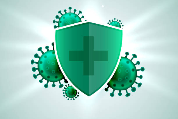 ilustrações de stock, clip art, desenhos animados e ícones de medical shield protecting from corona virus infection - virus protection