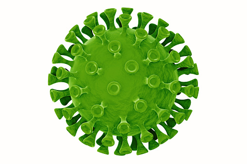 Green Coronavirus isolated on white