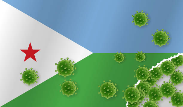 istock Flag of Djibouti with outbreak virus 1215311505