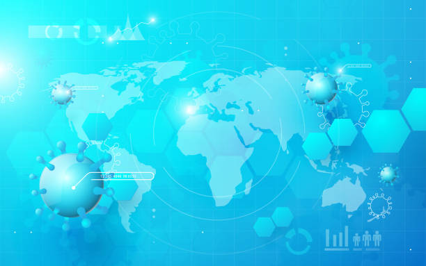 istock Composition of Coronavirus. Covid-19 Coronavirus concept. Abstract technology digital hi tech hexagons concept background. Space for your text 1215314513