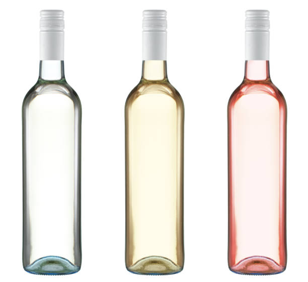 Set of bottles without labels with screw cap. stock photo