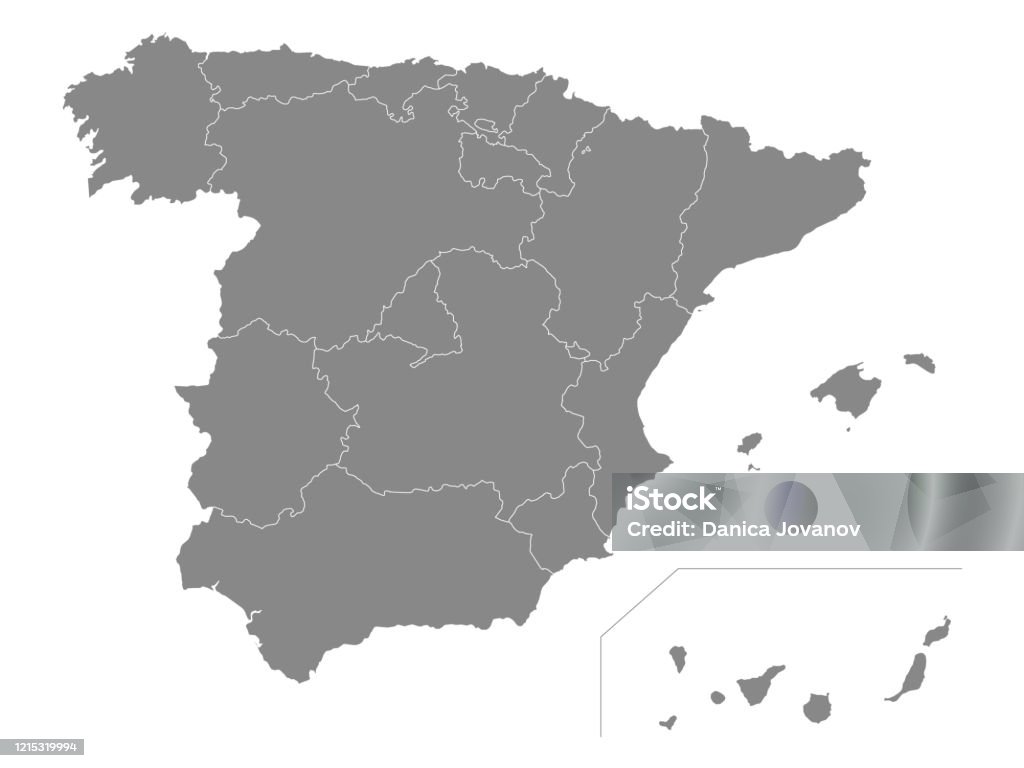 Mapa das Comunidades Autônomas da Espanha - Vetor de Espanha royalty-free
