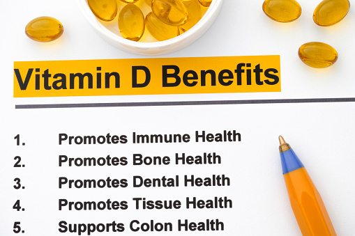 Vitamin D Benefits. Close up.