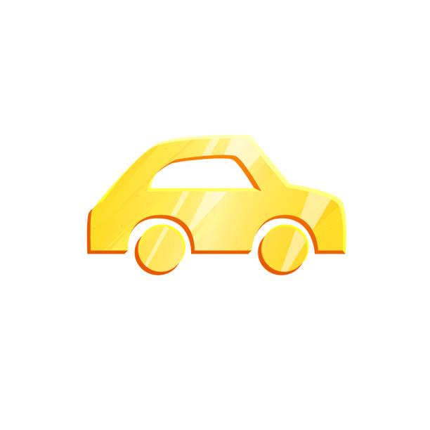 istock Car gold icon isolated on white background. Automobile metal logo for mobile app design. Travel Simple pictogram. Transport Graphic element for vector interface 1215322698