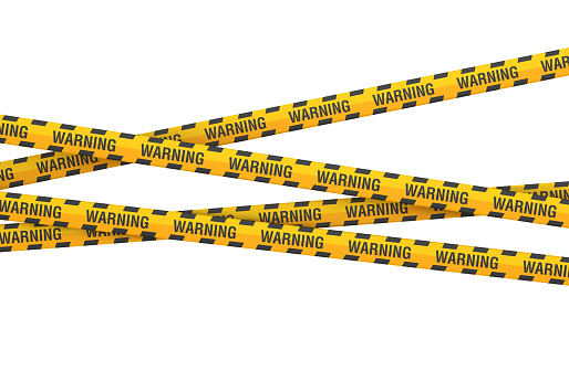 Cordon Tape with WARNING Word - 3D Rendering
