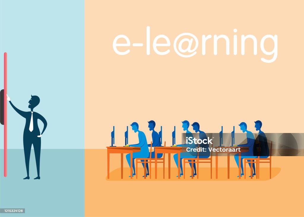 Prevent Elearning The Elearning Concept From Home To Avoid Viruses Stock Illustration ...