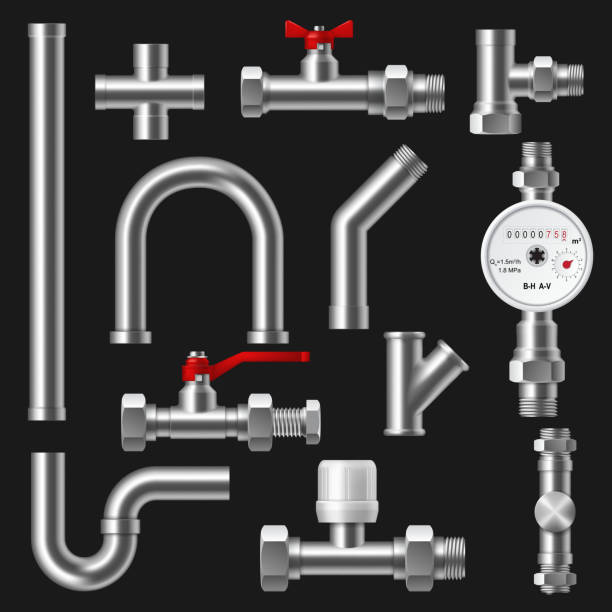 ilustrações de stock, clip art, desenhos animados e ícones de pipes and pipeline tubes. plumbing or water supply - pipeline pipe valve three dimensional shape