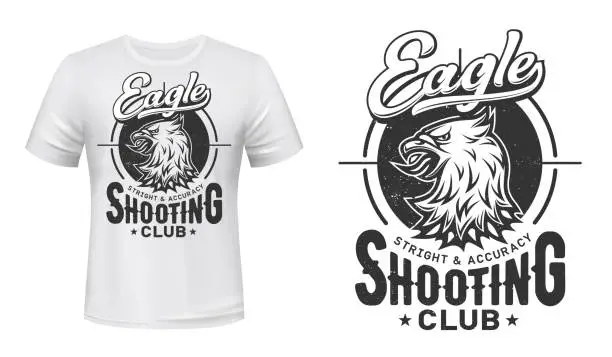 Vector illustration of Eagle t-shirt print mockup, shooting sport club