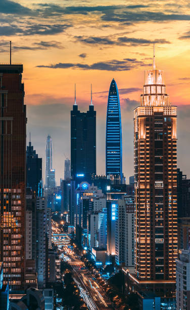 istock Looking to highest buildings in Shenzhen sunset 1215327545