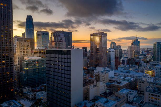 aerial view above nob hill san francisco - nob hill imagens e fotografias de stock