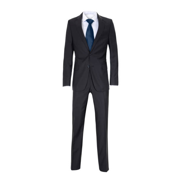 istock Men's black suit isolated on white 1215330695