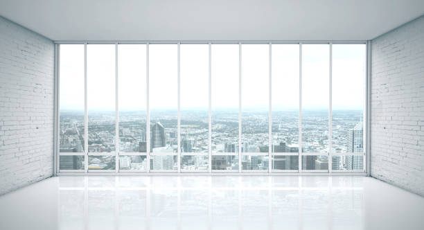 istock White room and window with bright city view 1215331071