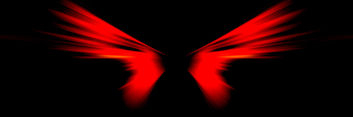 Red wings of demon on black background. Symbolic image of wings.
