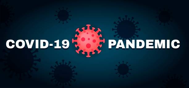 istock covid - 19 or coronavirus pandemic flat virus gradient illustration with  virus vectors in silhouette style on blue gradient back ground , 1215339428