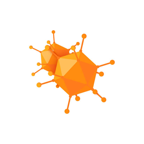 Adenovirus icon in cartoon style, vector image Virus pathogen icon. Vector illustration isolated on a white background in cartoon style. polyhedron stock illustrations