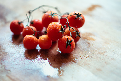 Fruits and Vegetables: some cherry tomatoes -Solanum Lycopersicum