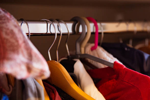 istock Clothing on a hangers 1215341852