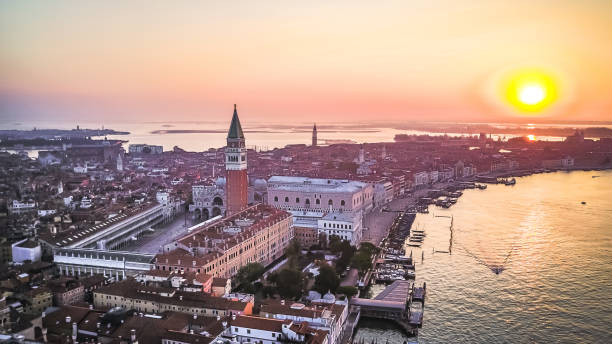 istock Views of sunrise in Venice from above 1215343764