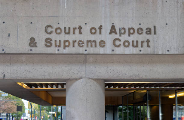 Sign of Court of Appeal and Supreme Court in Vancouver stock photo