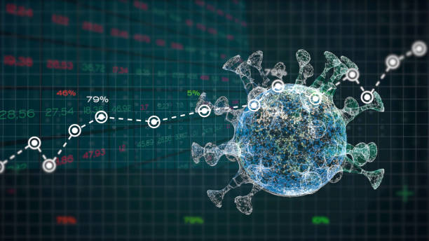 istock Analysis graphs and reports numbers about a pandemic virus crisis. 1215347333