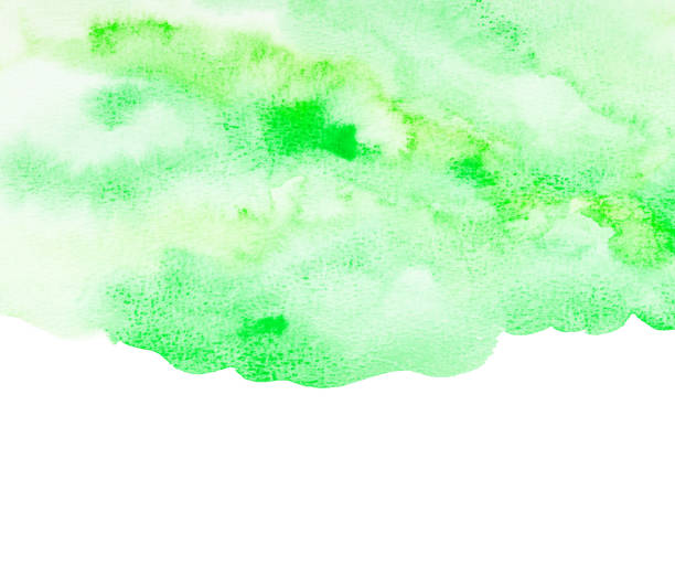 istock Green watercolor on white background. Abstract design element 1215347610
