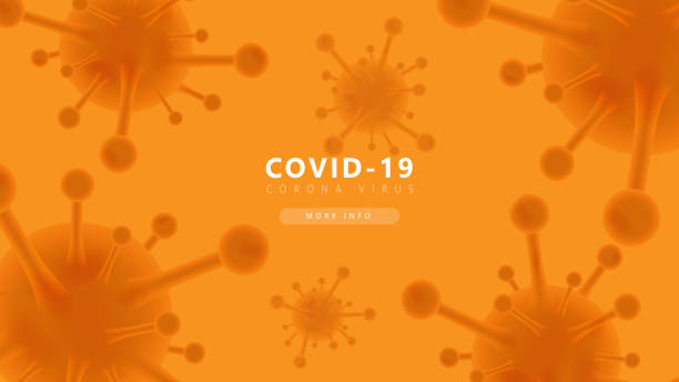 pomarańczowy koronawirus covid-2019 futurystyczny tło. coronavirus covid-2019 futurystycznym tle. covid-19 rozprzestrzenił się na całym świecie. modele 3d bakterii coronavirus. ilustracja wektorowa covid-19 tła infografiki - microbiological culture stock illustrations