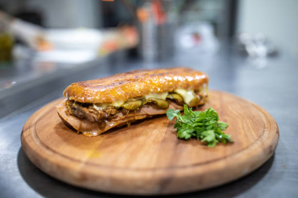 istock Delicious sandwich with beef meat on cutting board 1215347907