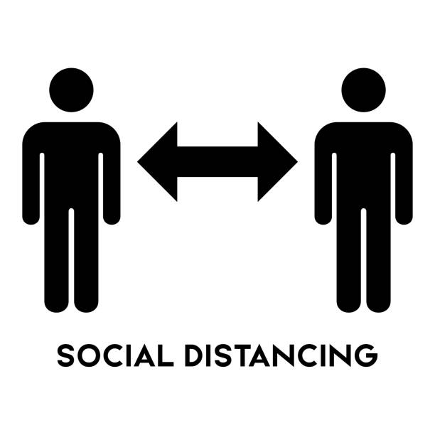 illustrazioni stock, clip art, cartoni animati e icone di tendenza di vettore icona segno di distanziamento sociale. - social distancing