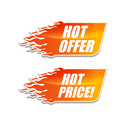 Hot Price and Hot Offer labels. Vector.