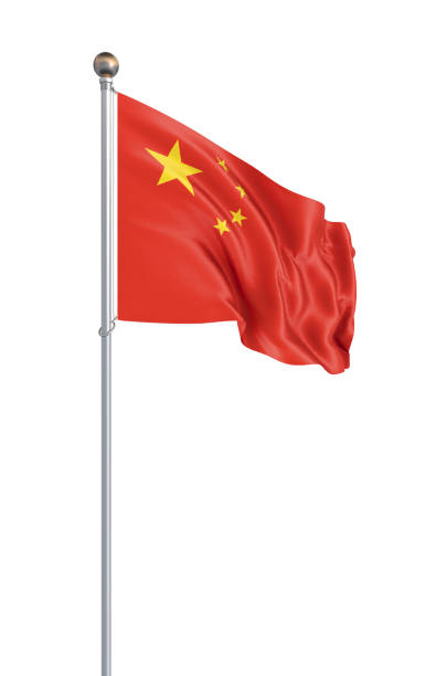 istock 3D illustration. Realistic Waving flag. Isolated on white background. China. 1215354769