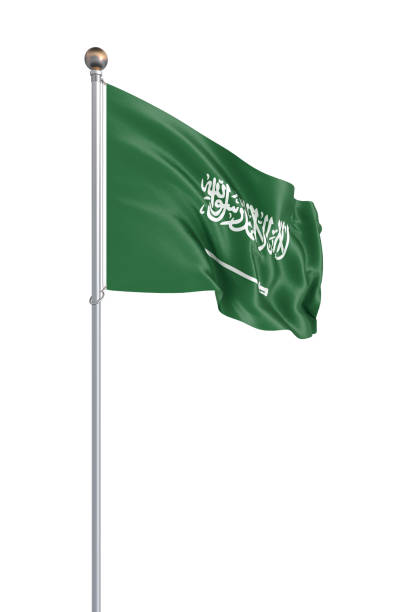 istock 3D illustration. Realistic Waving flag. Isolated on white background.Saudi Arabia. 1215354777