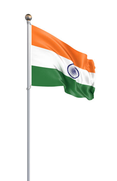 3D illustration. Realistic Waving flag. Isolated on white background. India.