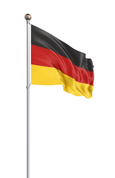 istock 3D illustration. Realistic Waving flag. Isolated on white background. Germany. 1215354786