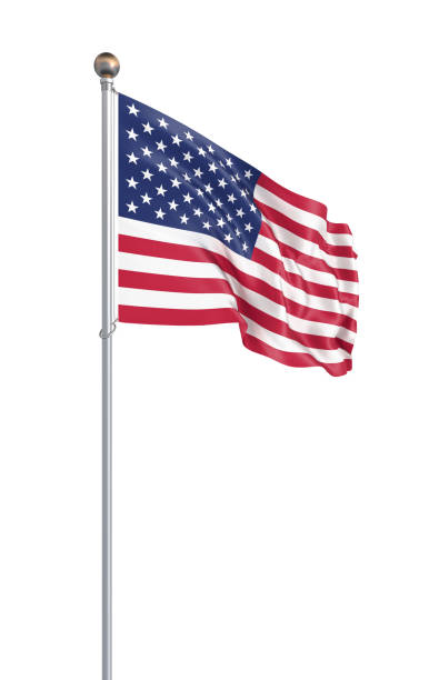 istock 3D illustration. Realistic Waving flag. Isolated on white background. Usa. 1215354834