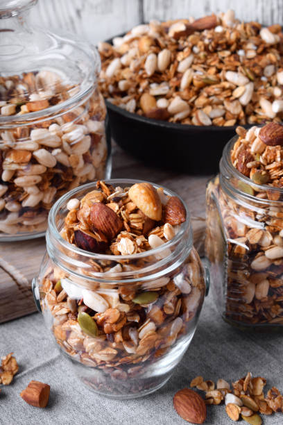istock Homemade granola with different nuts and seeds 1215356559