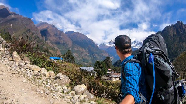 istock Chame - A man wandering through Himalayas 1215369579