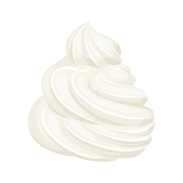 ilustraciones, imágenes clip art, dibujos animados e iconos de stock de crema batida aislada sobre fondo blanco. ilustración vectorial del postre en estilo plano de dibujos animados. icono de comida. - butter dairy product yogurt milk