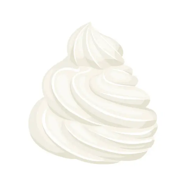 Vector illustration of Whipped cream isolated on white background. Vector illustration of dessert in cartoon flat style. Food icon.