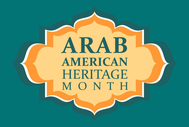 아랍 미국 유산의 달입니다. 소셜 미디어, 포스터, 인사말 카드에 대한 벡터 배너. 아랍 출신의 사람들이 미국에서 4 월에 축 하 하는 국경일. - social history stock illustrations